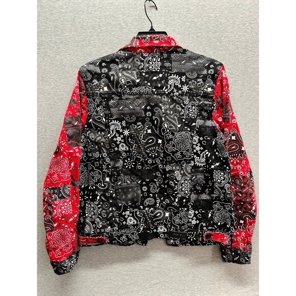 Preme Black Red Printed Jacket Heavy Denim Size M (9-03m) - Picture 7 of 12